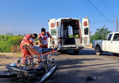 Motociclista sufre lesiones en accidente vial en la carretera Guamúchil-Angostura