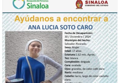 Buscan a Ana Lucía Soto Caro, joven desaparecida en Guamúchil, Sinaloa