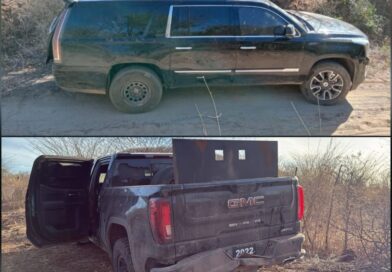 Aseguran camionetas blindadas y arsenal tras repeler agresión en Mocorito